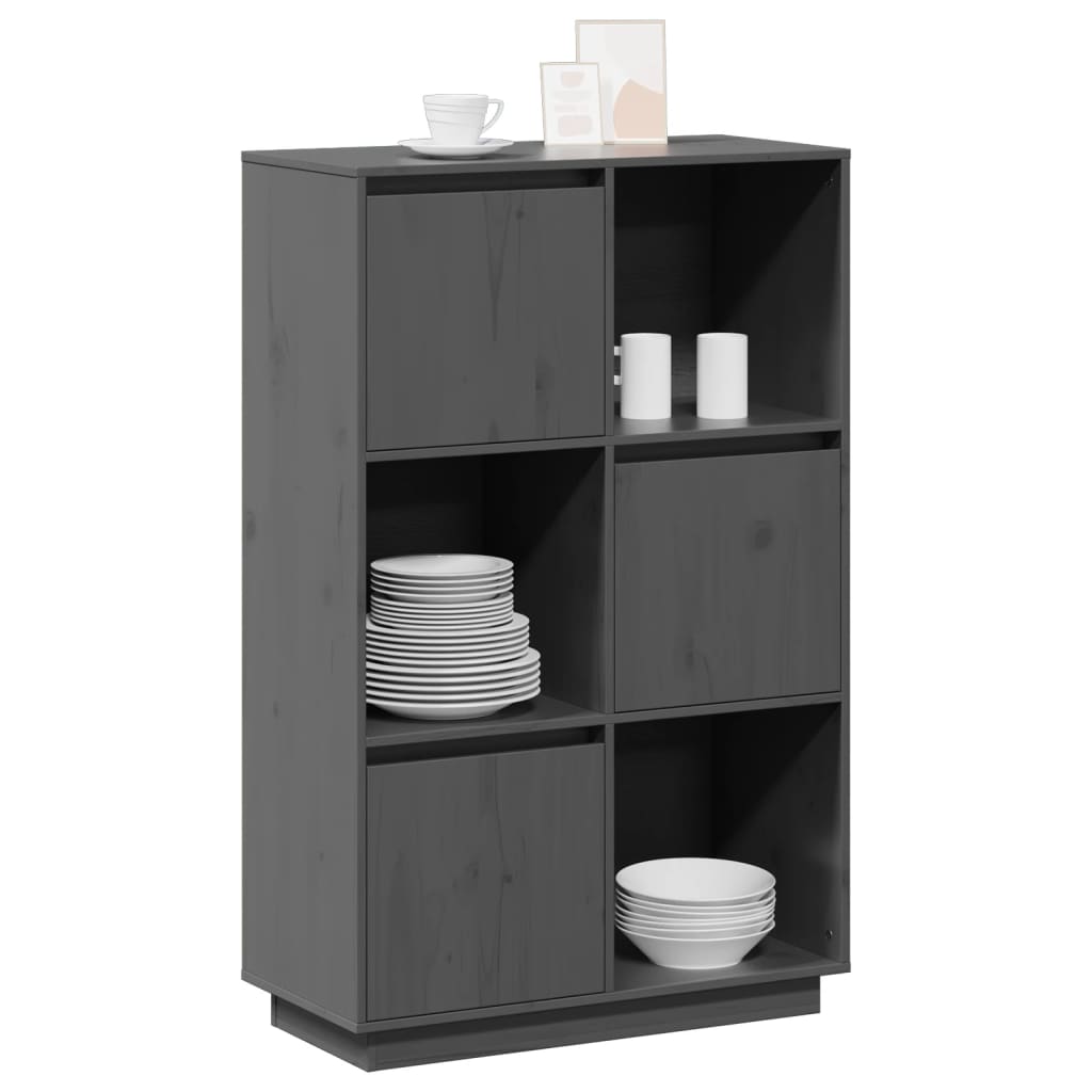 vidaXL Dulap înalt, gri, 74x35x117 cm, lemn masiv de pin