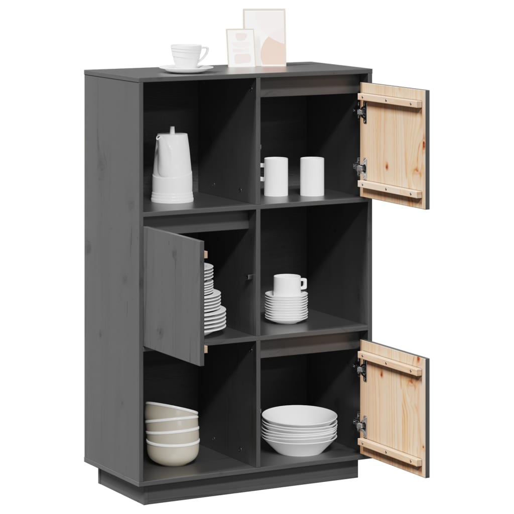 vidaXL Dulap înalt, gri, 74x35x117 cm, lemn masiv de pin