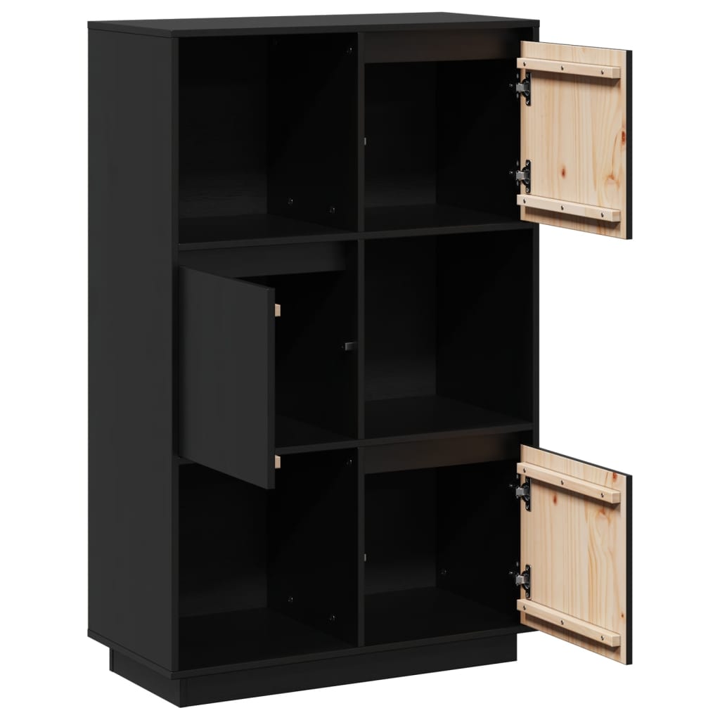 vidaXL Dulap înalt, negru, 74x35x117 cm, lemn masiv de pin