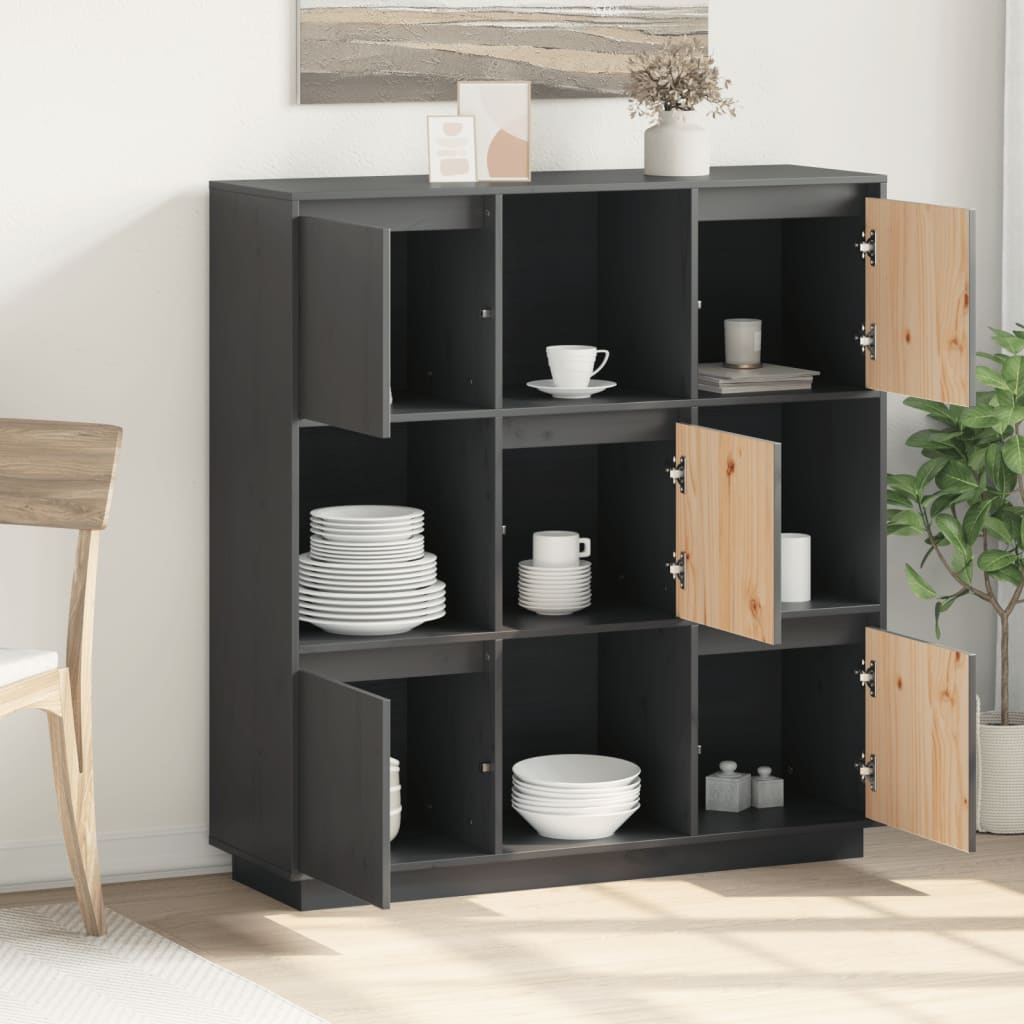 vidaXL Dulap înalt, gri, 110,5x35x117 cm, lemn masiv de pin