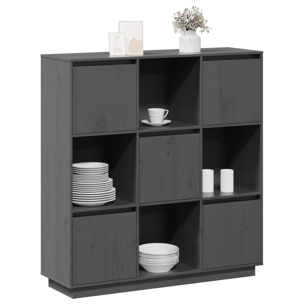 vidaXL Dulap înalt, gri, 110,5x35x117 cm, lemn masiv de pin