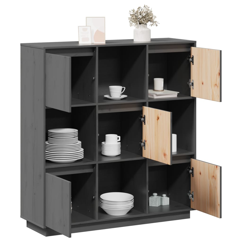vidaXL Dulap înalt, gri, 110,5x35x117 cm, lemn masiv de pin