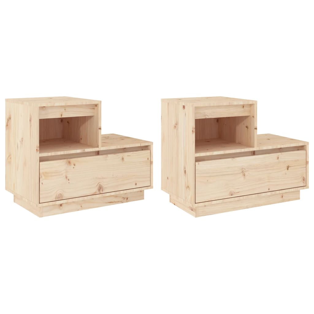 vidaXL Noptiere, 2 buc., 60x34x51 cm, lemn masiv de pin vidaXL Noptiere, 2 buc., 60x34x51 cm, lemn masiv de pin