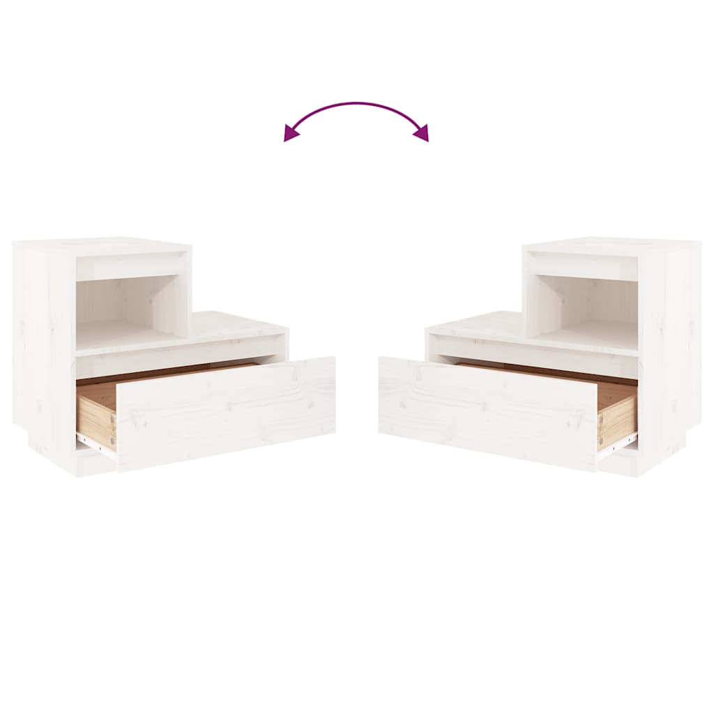 vidaXL Noptiere, 2 buc., alb, 60x34x51 cm, lemn masiv de pin vidaXL Noptiere, 2 buc., alb, 60x34x51 cm, lemn masiv de pin