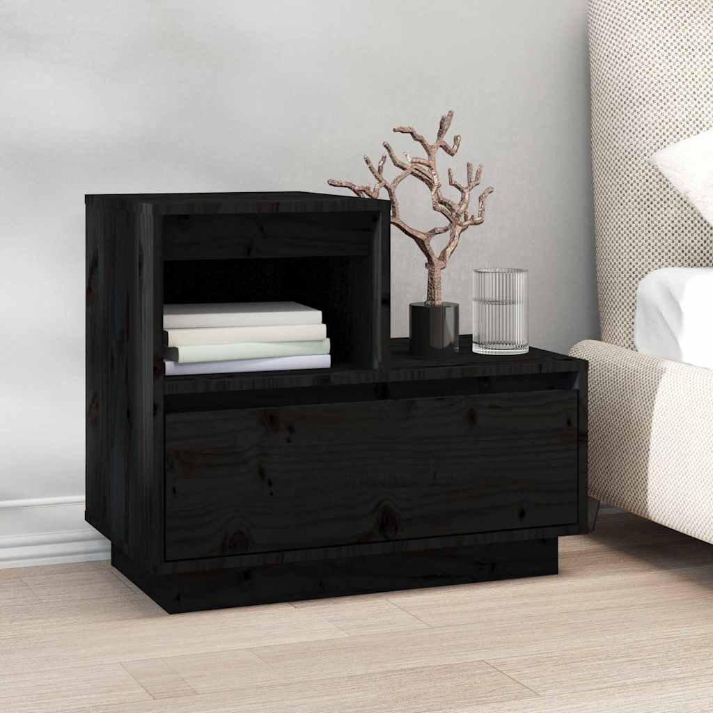 vidaXL Noptiere, 2 buc, negru, 60x34x51 cm, lemn masiv de pin