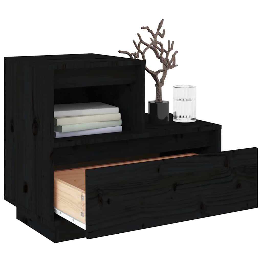 vidaXL Noptiere, 2 buc, negru, 60x34x51 cm, lemn masiv de pin