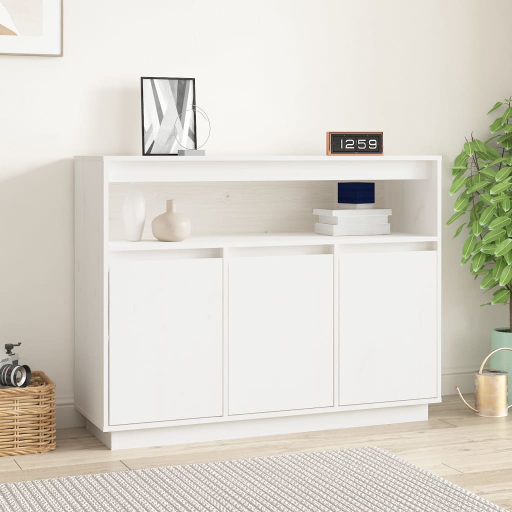 vidaXL Servantă, alb, 104,5x34x80 cm, lemn masiv de pin vidaXL Servantă, alb, 104,5x34x80 cm, lemn masiv de pin