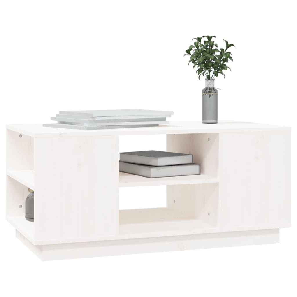 vidaXL Măsuță de cafea, alb, 90x49x40,5 cm, lemn masiv de pin
