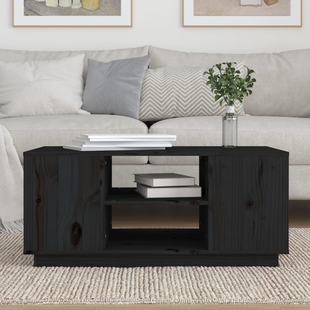 vidaXL Măsuță de cafea, negru, 90x49x40,5 cm, lemn masiv de pin vidaXL Măsuță de cafea, negru, 90x49x40,5 cm, lemn masiv de pin