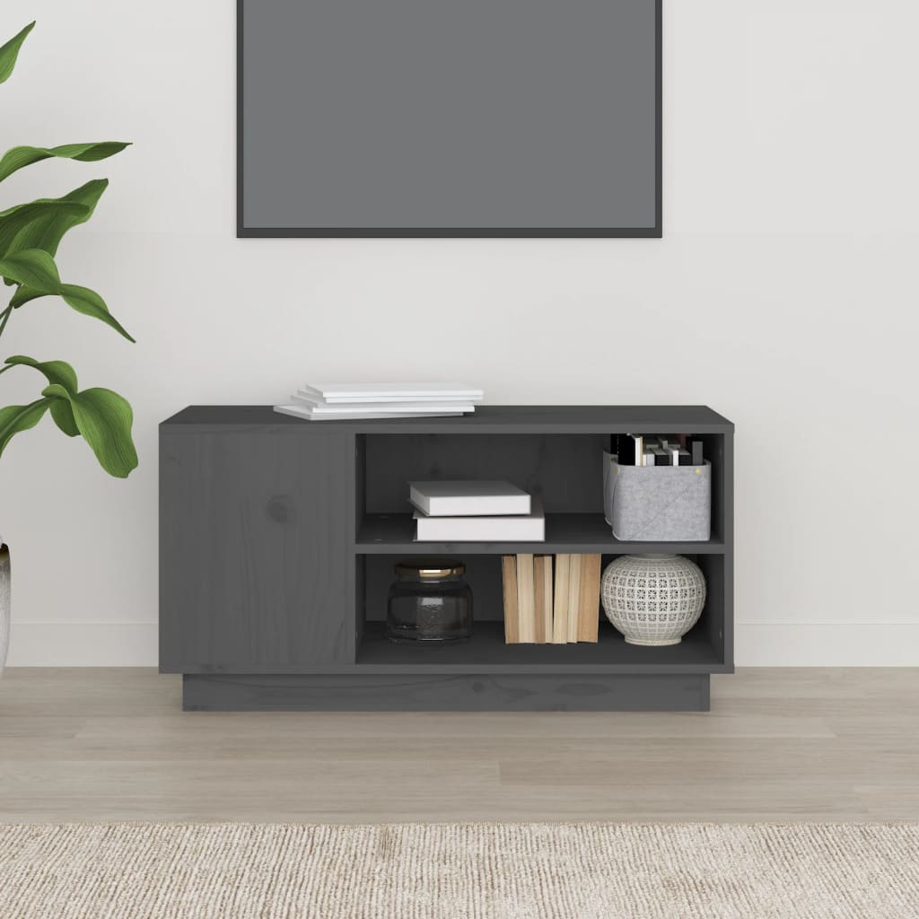 vidaXL Comodă TV, gri, 80x35x40,5 cm, lemn masiv de pin vidaXL Comodă TV, gri, 80x35x40,5 cm, lemn masiv de pin