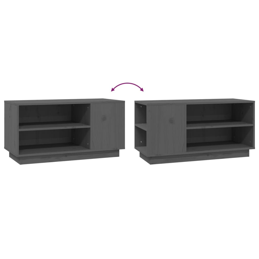 vidaXL Comodă TV, gri, 80x35x40,5 cm, lemn masiv de pin vidaXL Comodă TV, gri, 80x35x40,5 cm, lemn masiv de pin
