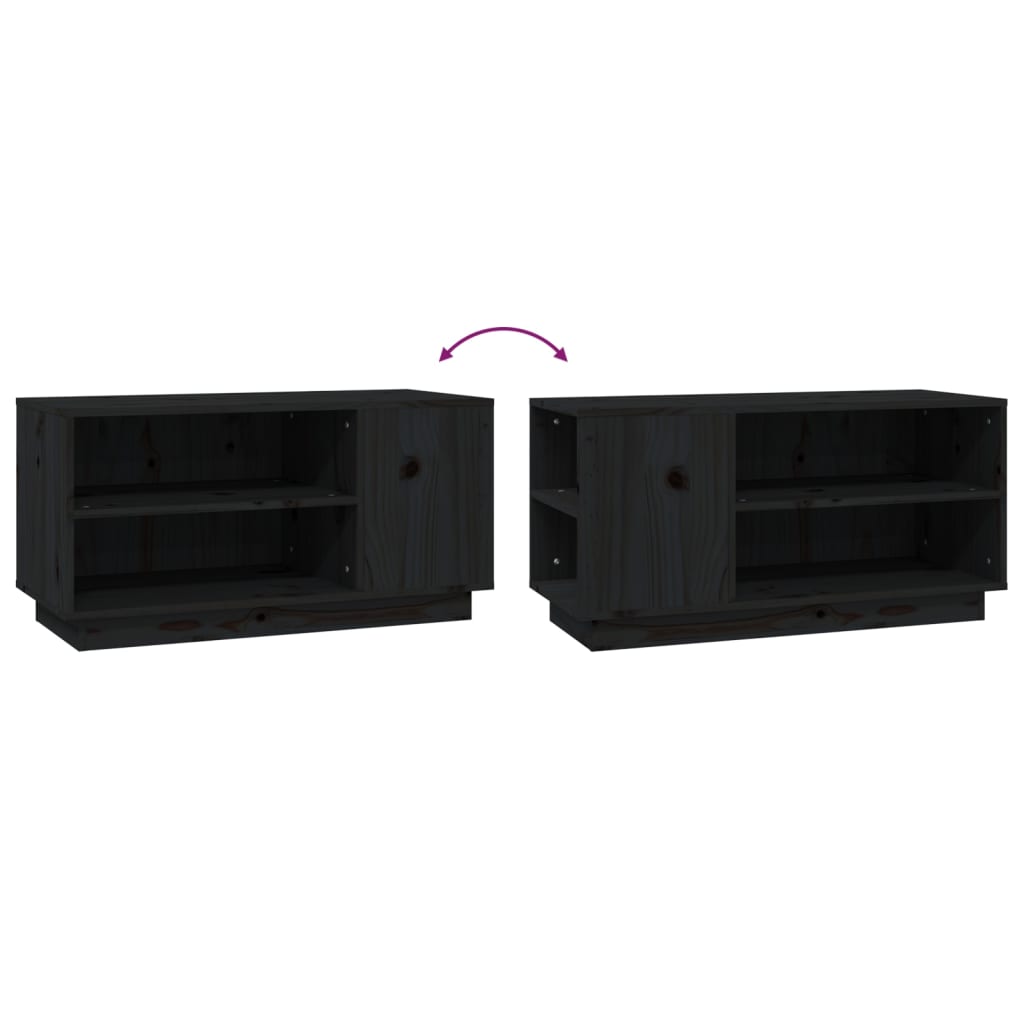vidaXL Comodă TV, negru, 80x35x40,5 cm, lemn masiv de pin