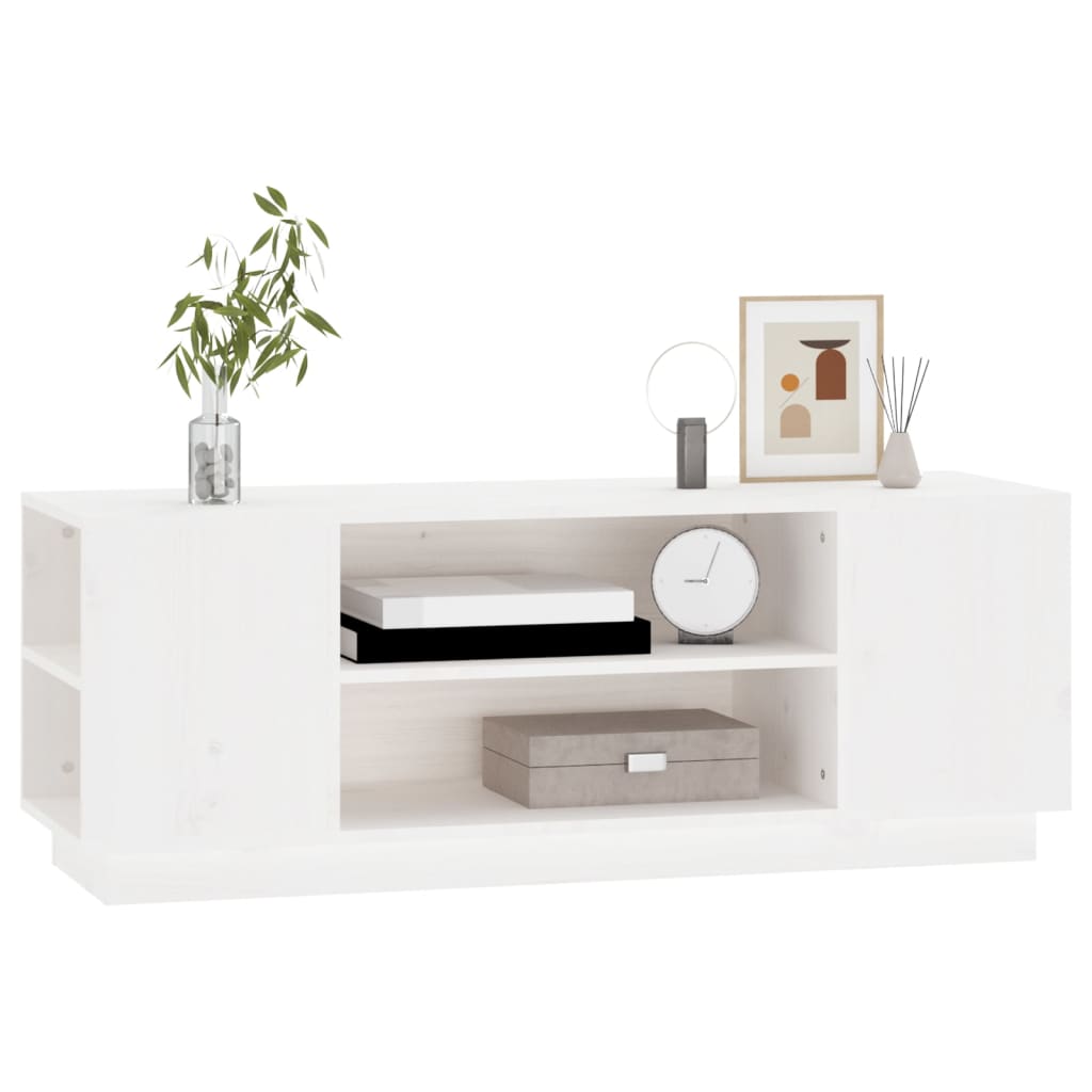 vidaXL Comodă TV, alb, 110x35x40,5 cm, lemn masiv de pin vidaXL Comodă TV, alb, 110x35x40,5 cm, lemn masiv de pin