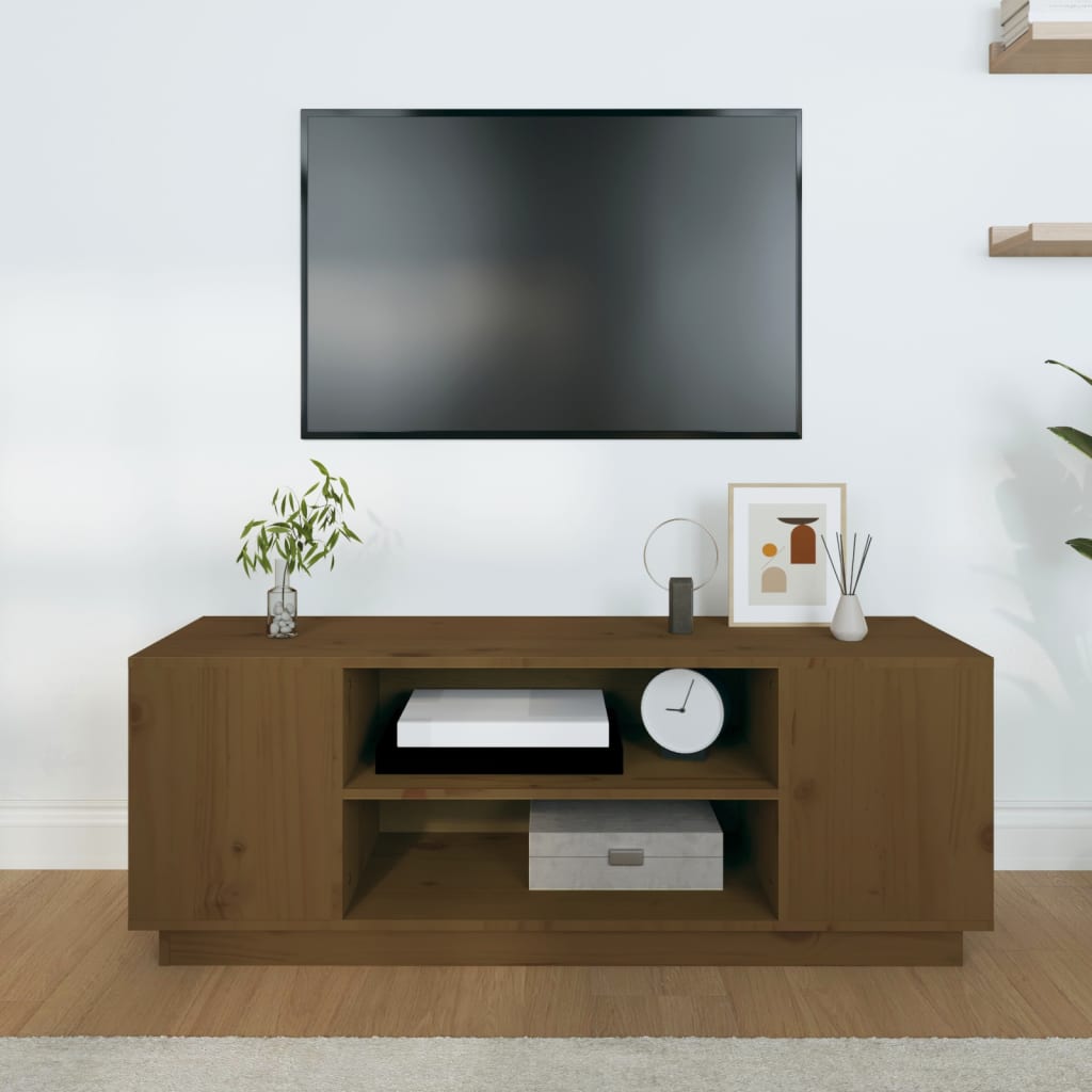 vidaXL Comodă TV, maro miere, 110x35x40,5 cm, lemn masiv de pin vidaXL Comodă TV, maro miere, 110x35x40,5 cm, lemn masiv de pin