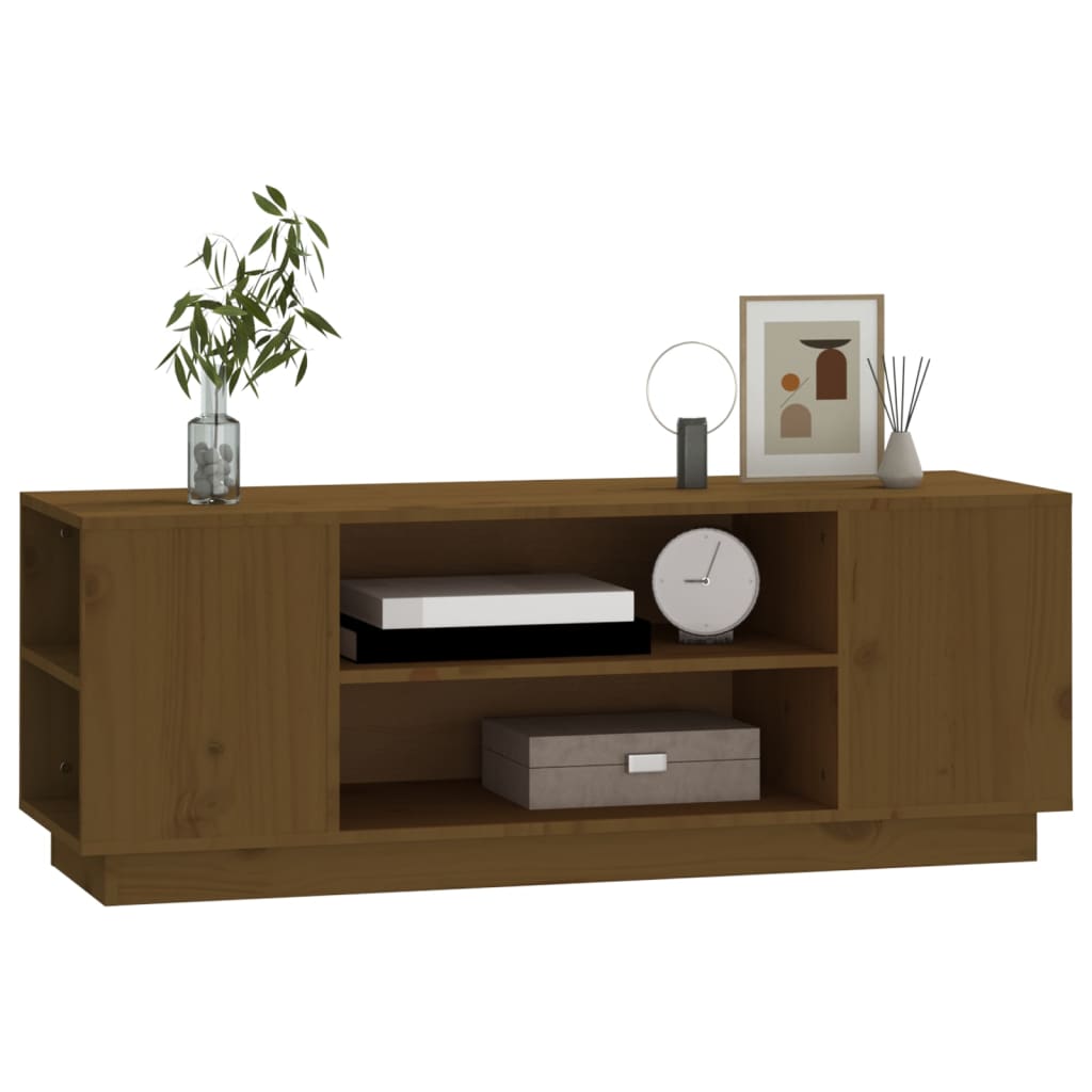 vidaXL Comodă TV, maro miere, 110x35x40,5 cm, lemn masiv de pin vidaXL Comodă TV, maro miere, 110x35x40,5 cm, lemn masiv de pin