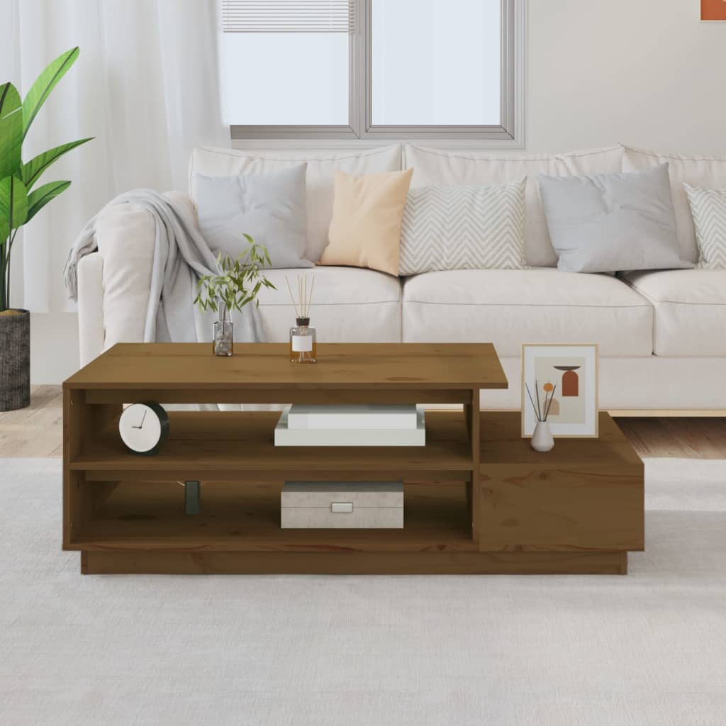vidaXL Măsuță de cafea, maro miere, 120x50x40,5 cm, lemn masiv de pin vidaXL Măsuță de cafea, maro miere, 120x50x40,5 cm, lemn masiv de pin