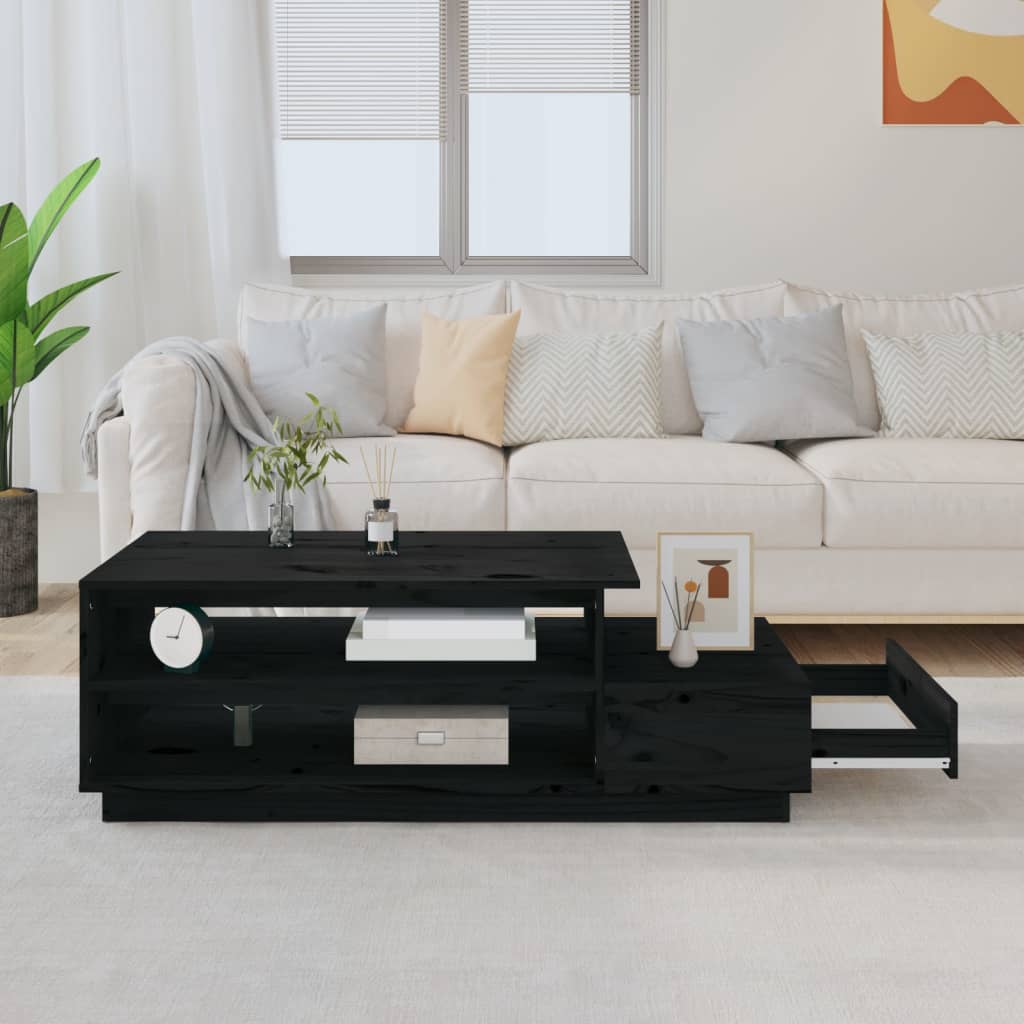 vidaXL Măsuță de cafea, negru, 120x50x40,5 cm, lemn masiv de pin vidaXL Măsuță de cafea, negru, 120x50x40,5 cm, lemn masiv de pin