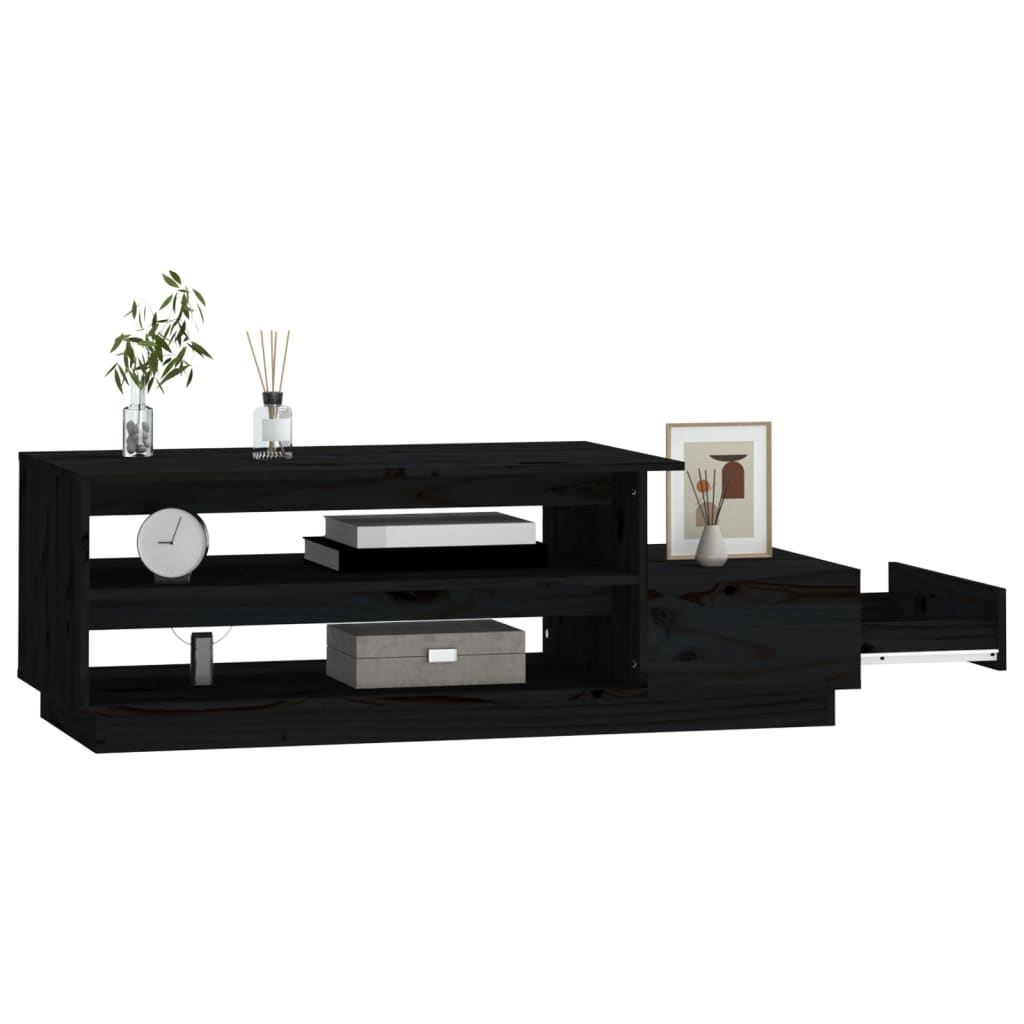 vidaXL Măsuță de cafea, negru, 120x50x40,5 cm, lemn masiv de pin vidaXL Măsuță de cafea, negru, 120x50x40,5 cm, lemn masiv de pin
