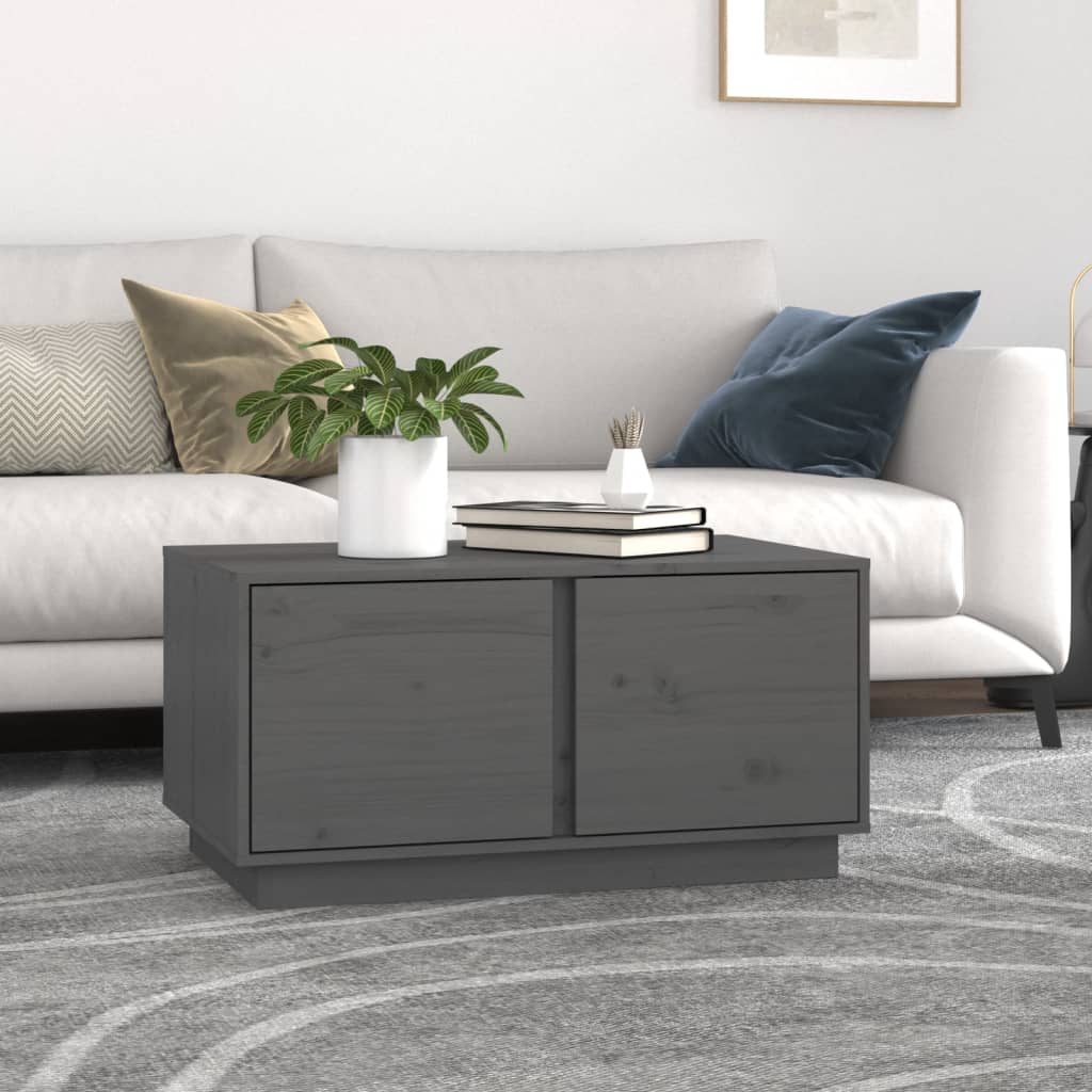 vidaXL Măsuță de cafea, gri, 80x50x40 cm, lemn masiv de pin vidaXL Măsuță de cafea, gri, 80x50x40 cm, lemn masiv de pin