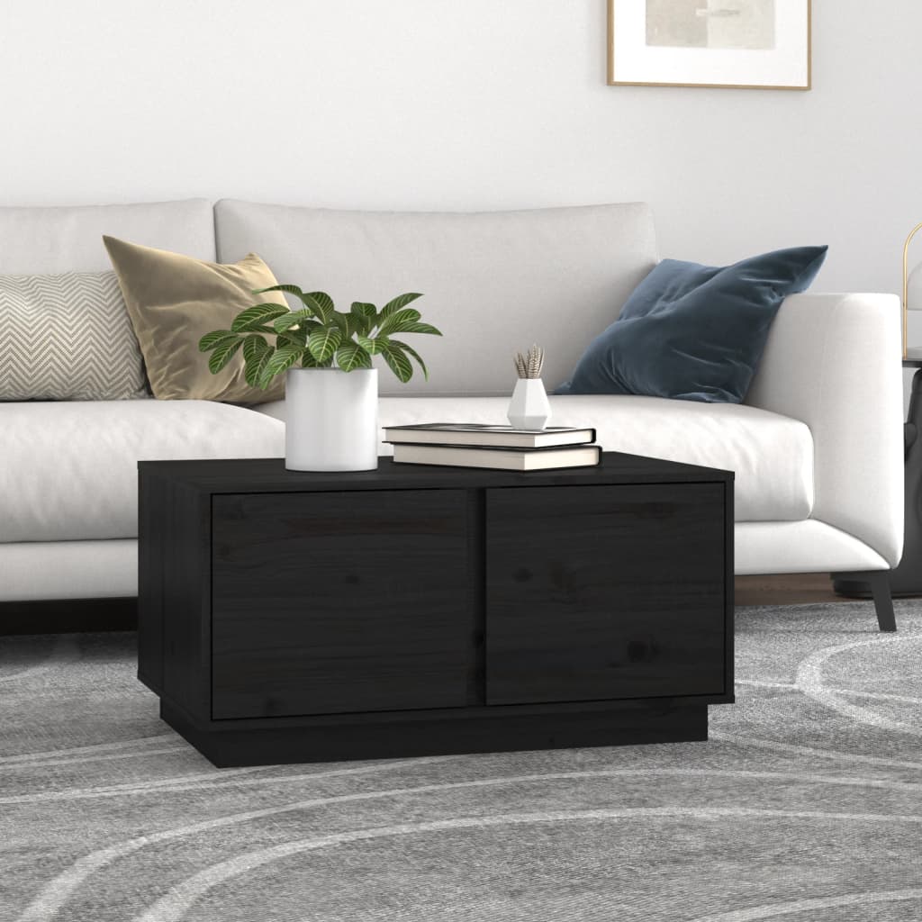 vidaXL Măsuță de cafea, negru, 80x50x40 cm, lemn masiv de pin vidaXL Măsuță de cafea, negru, 80x50x40 cm, lemn masiv de pin