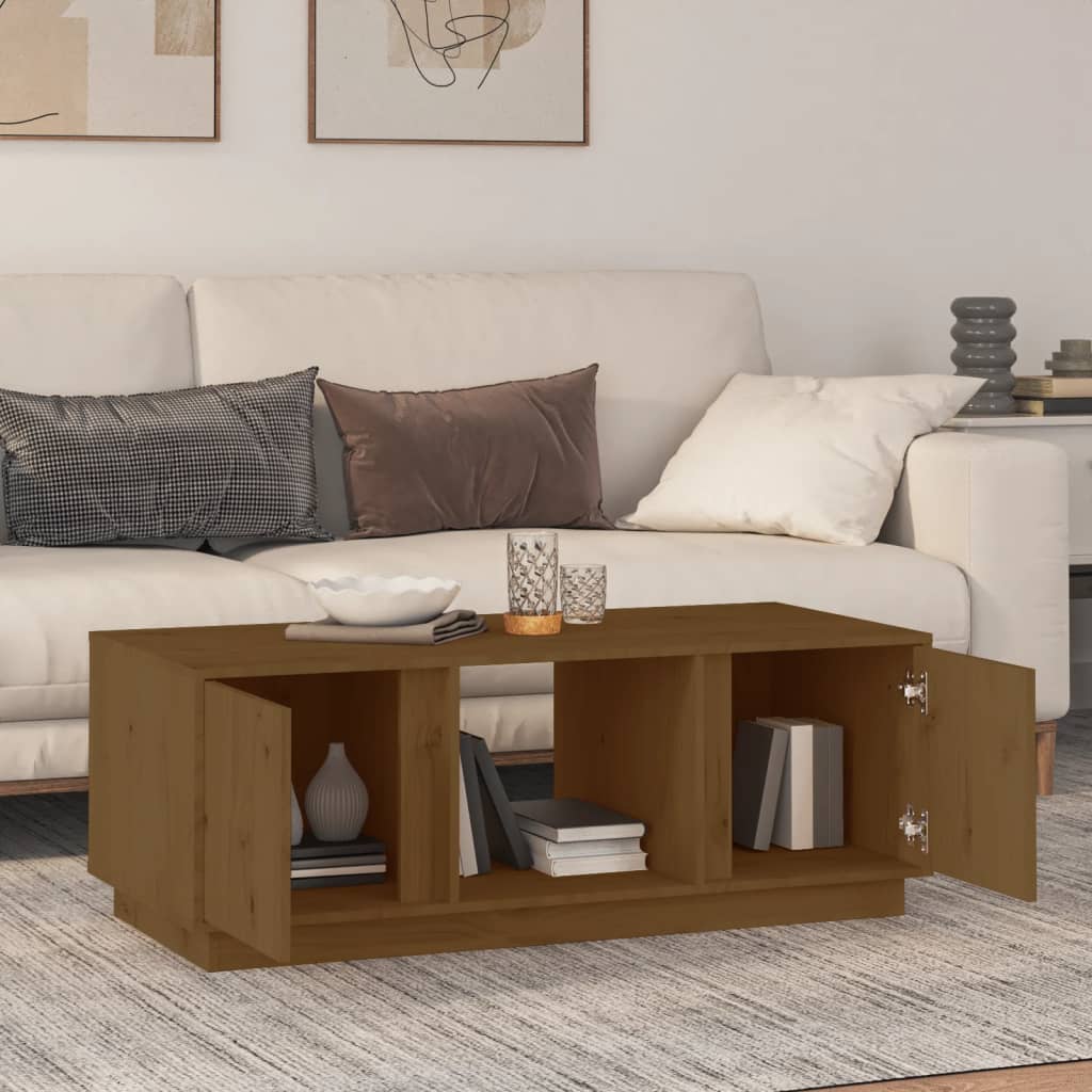 vidaXL Măsuță de cafea, maro miere, 110x50x40 cm, lemn masiv de pin vidaXL Măsuță de cafea, maro miere, 110x50x40 cm, lemn masiv de pin