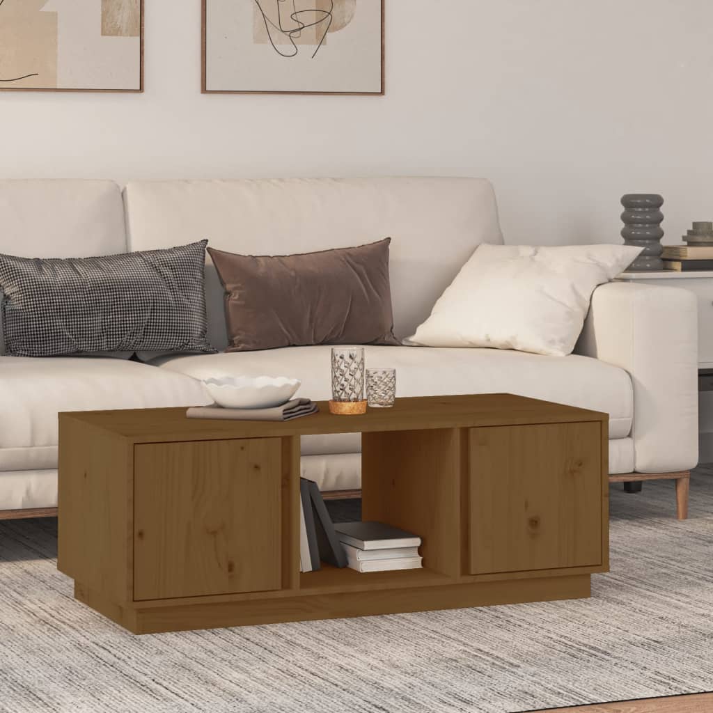 vidaXL Măsuță de cafea, maro miere, 110x50x40 cm, lemn masiv de pin vidaXL Măsuță de cafea, maro miere, 110x50x40 cm, lemn masiv de pin