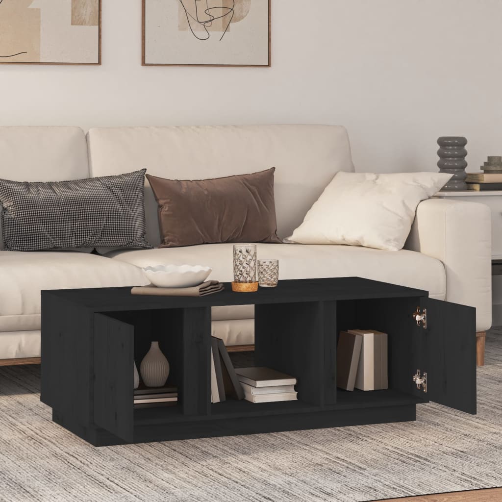 vidaXL Măsuță de cafea, negru, 110x50x40 cm, lemn masiv de pin vidaXL Măsuță de cafea, negru, 110x50x40 cm, lemn masiv de pin