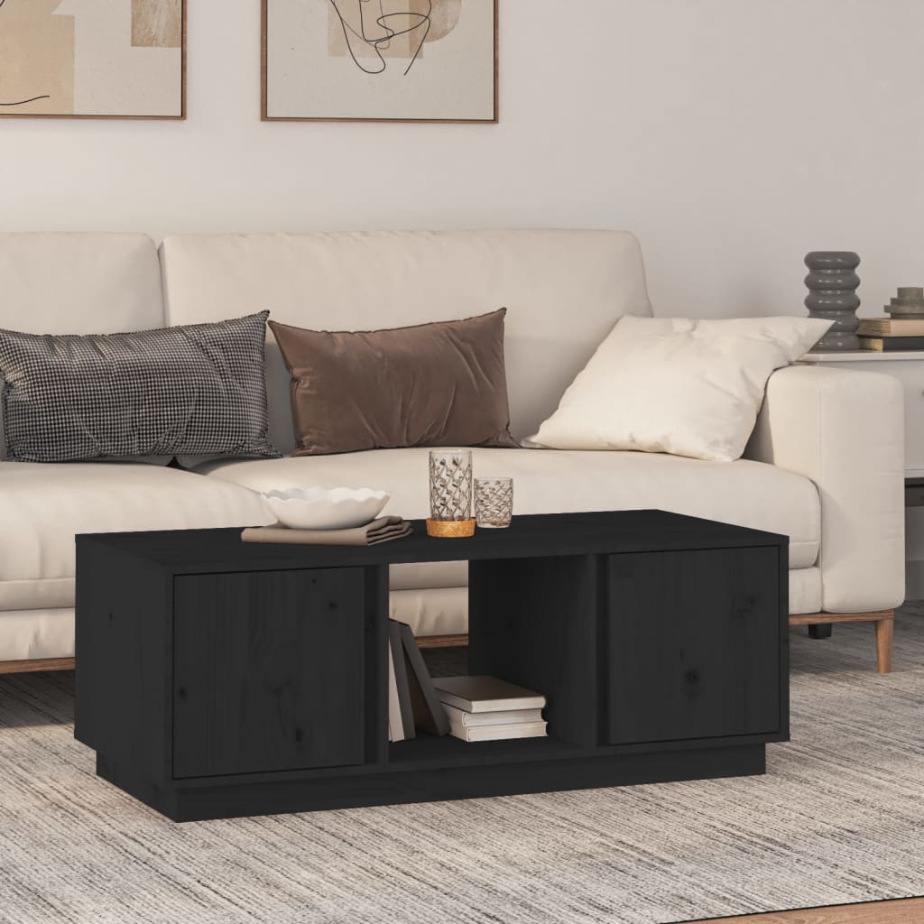 vidaXL Măsuță de cafea, negru, 110x50x40 cm, lemn masiv de pin vidaXL Măsuță de cafea, negru, 110x50x40 cm, lemn masiv de pin