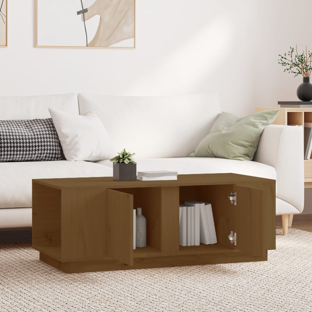 vidaXL Măsuță de cafea, maro miere, 110x50x40 cm, lemn masiv de pin vidaXL Măsuță de cafea, maro miere, 110x50x40 cm, lemn masiv de pin