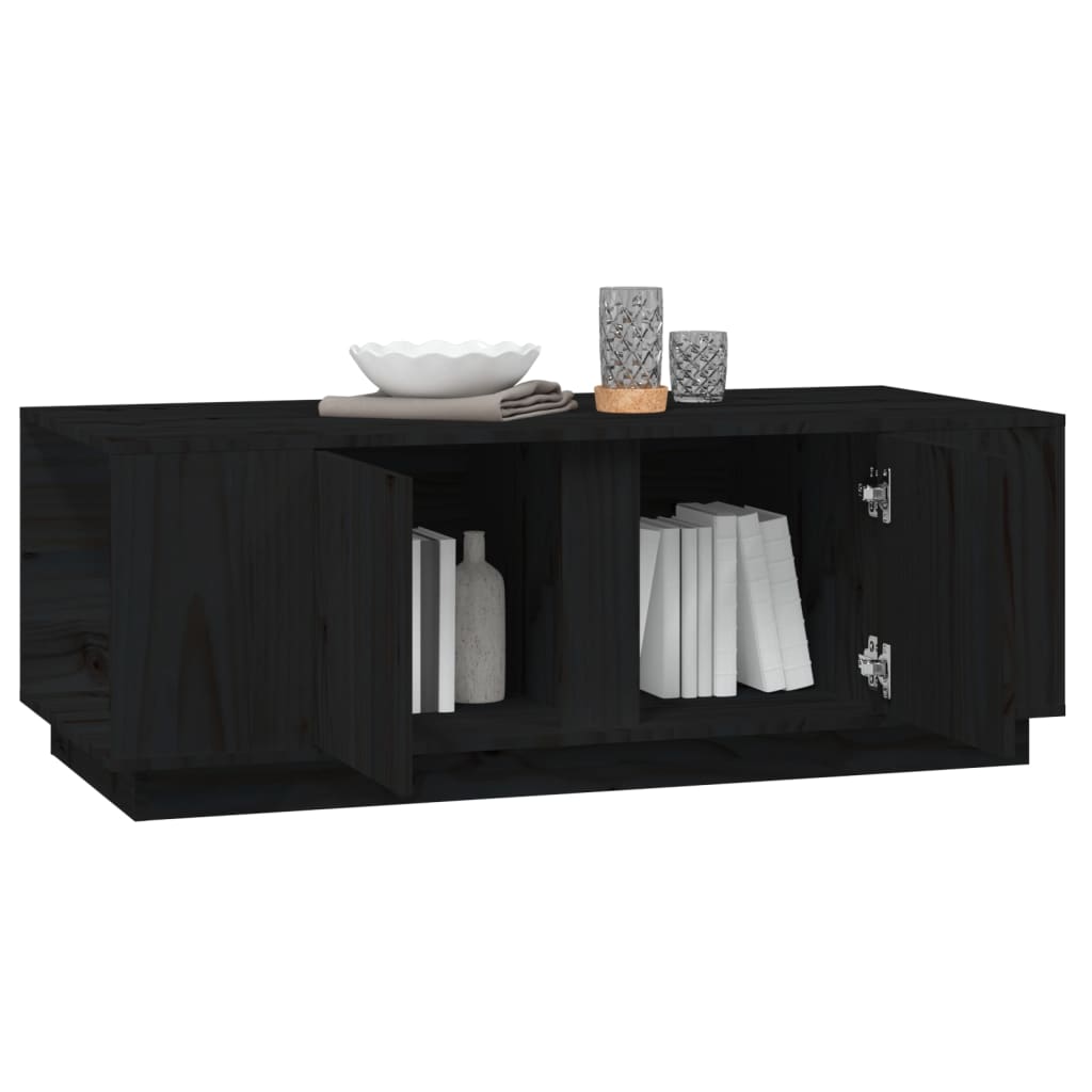 vidaXL Măsuță de cafea, negru, 110x50x40 cm, lemn masiv de pin