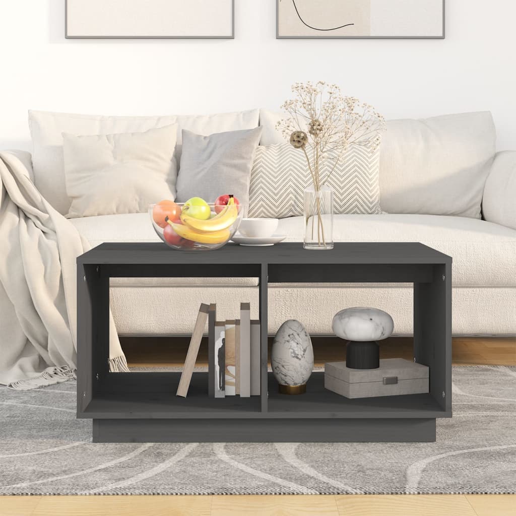 vidaXL Măsuță de cafea, gri, 80x50x40 cm, lemn masiv de pin vidaXL Măsuță de cafea, gri, 80x50x40 cm, lemn masiv de pin
