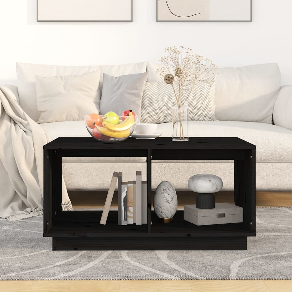 vidaXL Măsuță de cafea, negru, 80x50x40 cm, lemn masiv de pin vidaXL Măsuță de cafea, negru, 80x50x40 cm, lemn masiv de pin