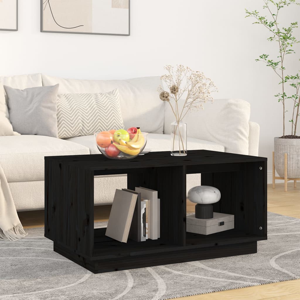 vidaXL Măsuță de cafea, negru, 80x50x40 cm, lemn masiv de pin vidaXL Măsuță de cafea, negru, 80x50x40 cm, lemn masiv de pin