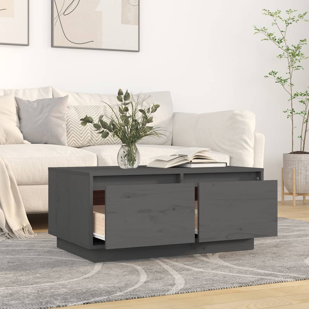 vidaXL Măsuță de cafea, gri, 80x50x35 cm, lemn masiv de pin vidaXL Măsuță de cafea, gri, 80x50x35 cm, lemn masiv de pin