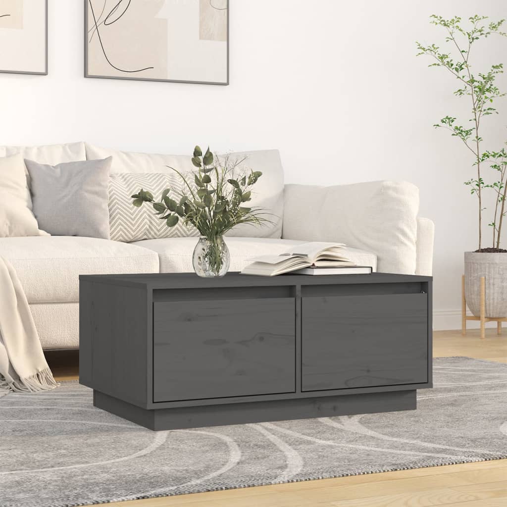 vidaXL Măsuță de cafea, gri, 80x50x35 cm, lemn masiv de pin vidaXL Măsuță de cafea, gri, 80x50x35 cm, lemn masiv de pin