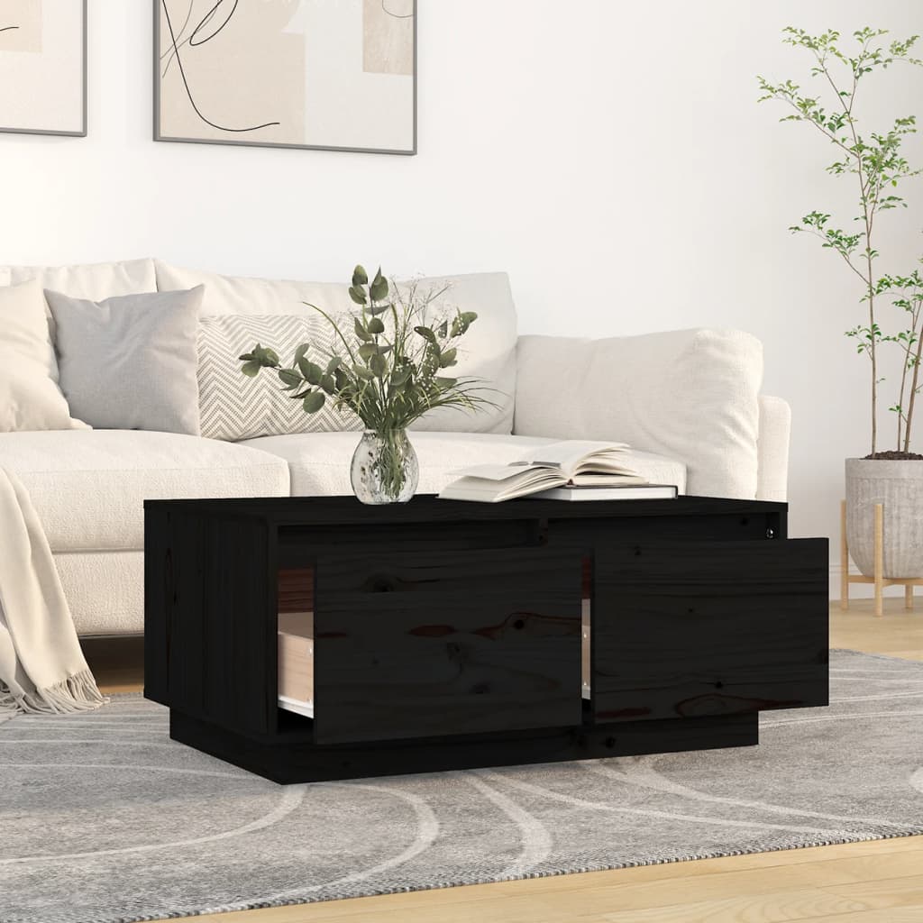 vidaXL Măsuță de cafea, negru, 80x50x35 cm, lemn masiv de pin vidaXL Măsuță de cafea, negru, 80x50x35 cm, lemn masiv de pin