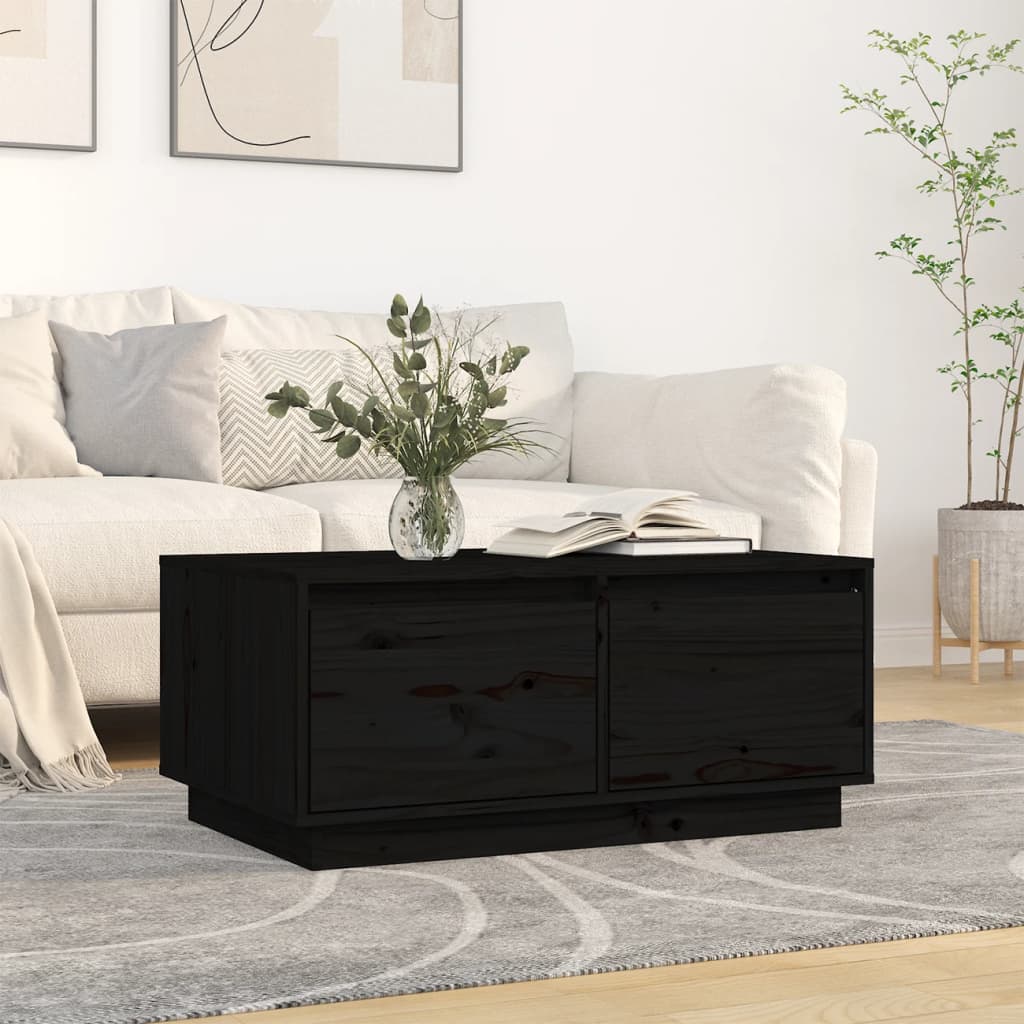 vidaXL Măsuță de cafea, negru, 80x50x35 cm, lemn masiv de pin vidaXL Măsuță de cafea, negru, 80x50x35 cm, lemn masiv de pin