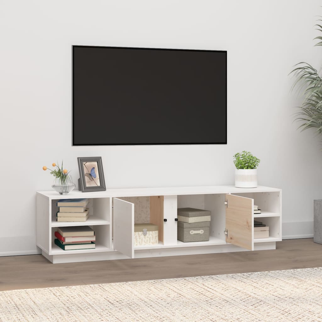 vidaXL Comodă TV, alb, 156x40x40 cm, lemn masiv de pin vidaXL Comodă TV, alb, 156x40x40 cm, lemn masiv de pin