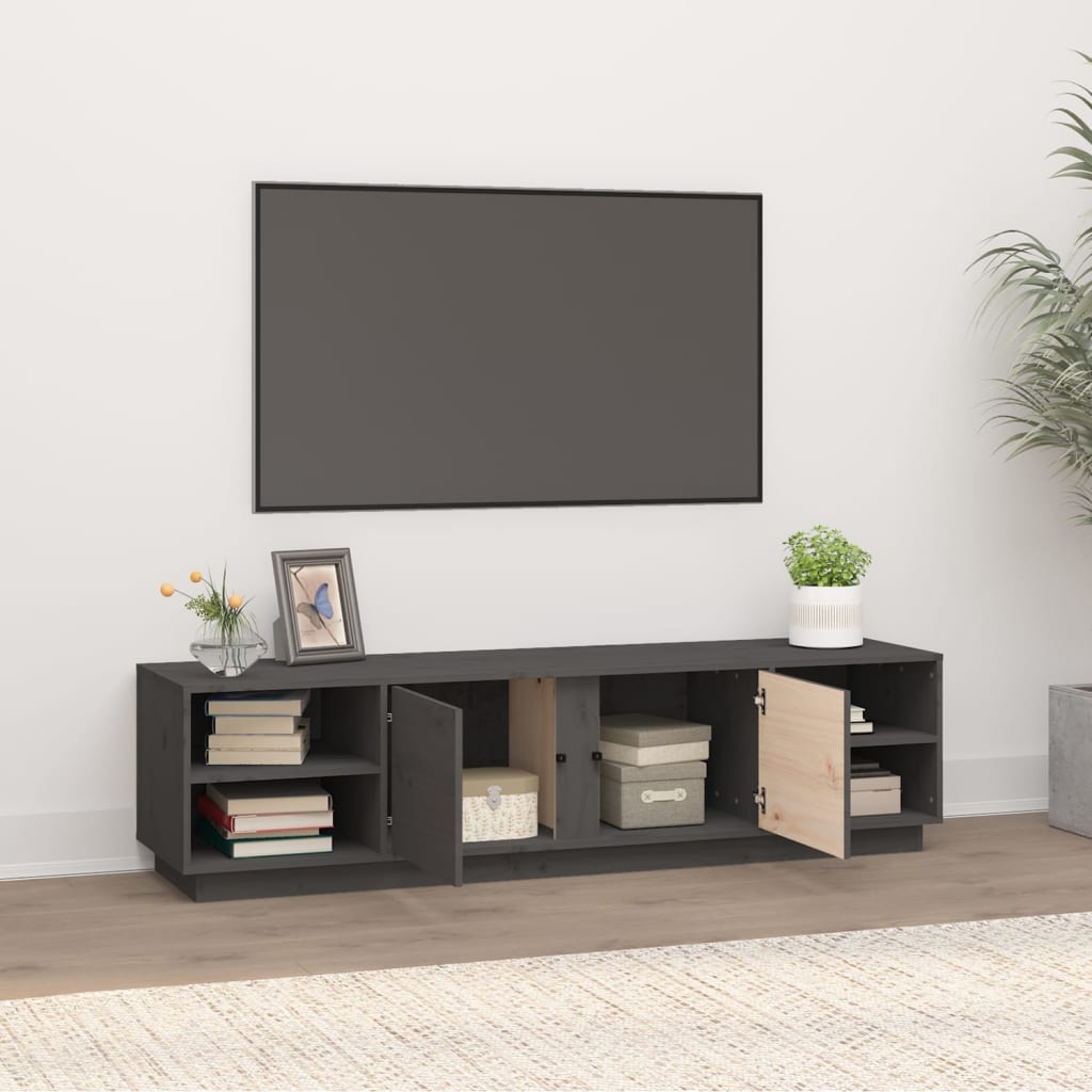 vidaXL Comodă TV, gri, 156x40x40 cm, lemn masiv de pin vidaXL Comodă TV, gri, 156x40x40 cm, lemn masiv de pin