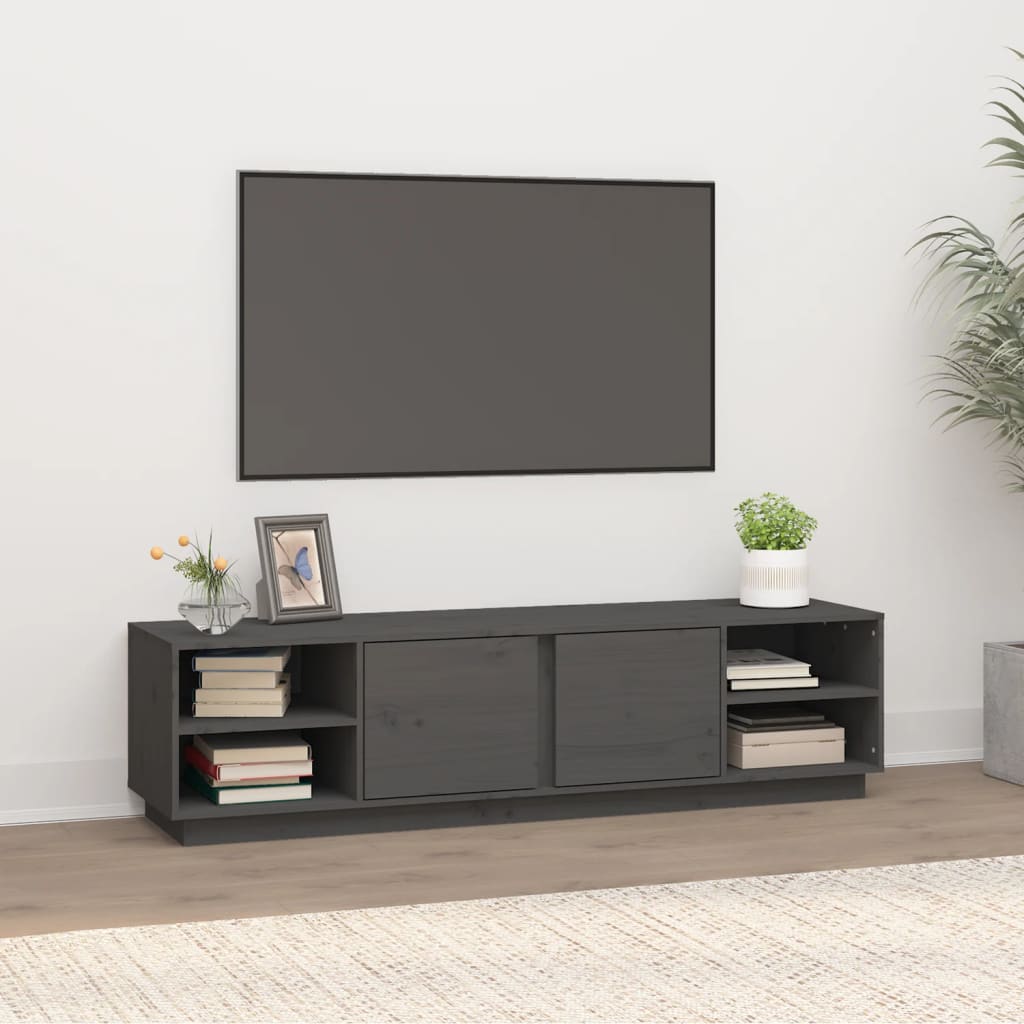 vidaXL Comodă TV, gri, 156x40x40 cm, lemn masiv de pin vidaXL Comodă TV, gri, 156x40x40 cm, lemn masiv de pin