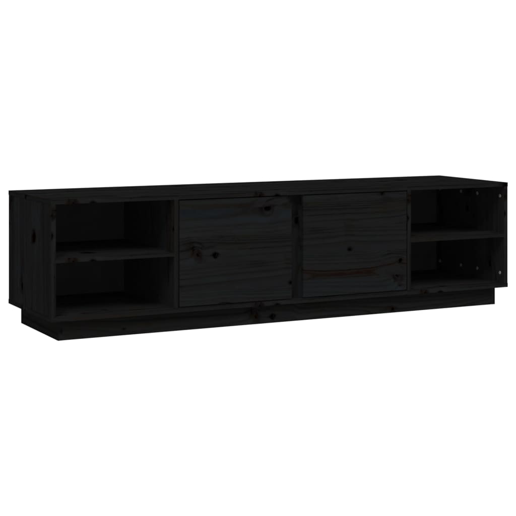 vidaXL Comodă TV, negru, 156x40x40 cm, lemn masiv de pin
