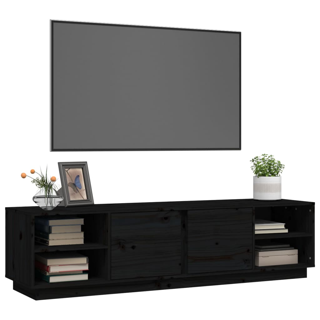 vidaXL Comodă TV, negru, 156x40x40 cm, lemn masiv de pin