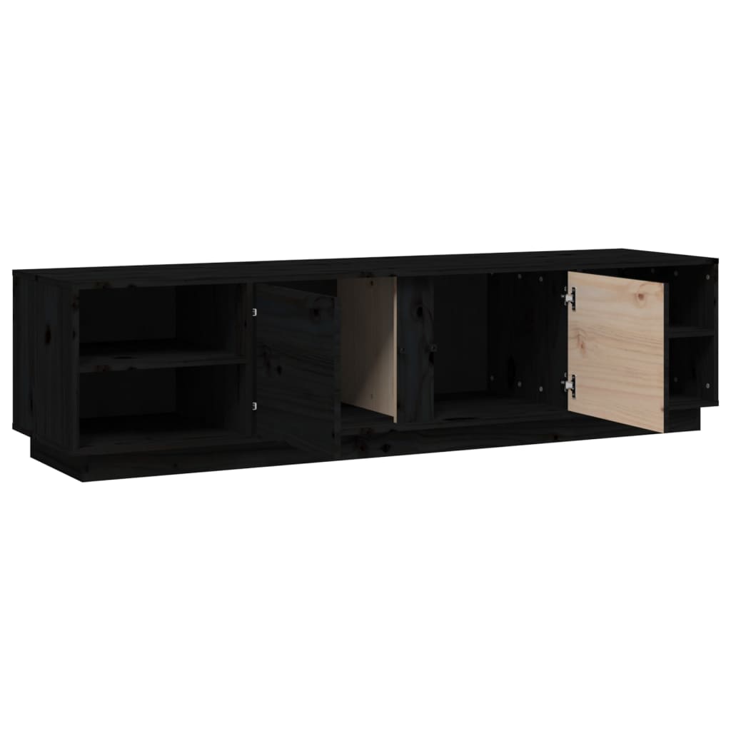 vidaXL Comodă TV, negru, 156x40x40 cm, lemn masiv de pin