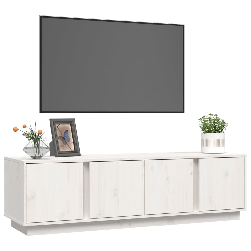 vidaXL Comodă TV, alb, 140x40x40 cm, lemn masiv de pin