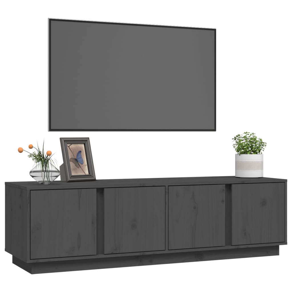 vidaXL Comodă TV, gri, 140x40x40 cm, lemn masiv de pin vidaXL Comodă TV, gri, 140x40x40 cm, lemn masiv de pin