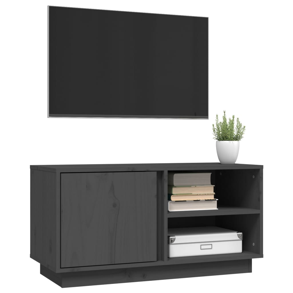 vidaXL Comodă TV, gri, 80x35x40,5 cm, lemn masiv de pin vidaXL Comodă TV, gri, 80x35x40,5 cm, lemn masiv de pin