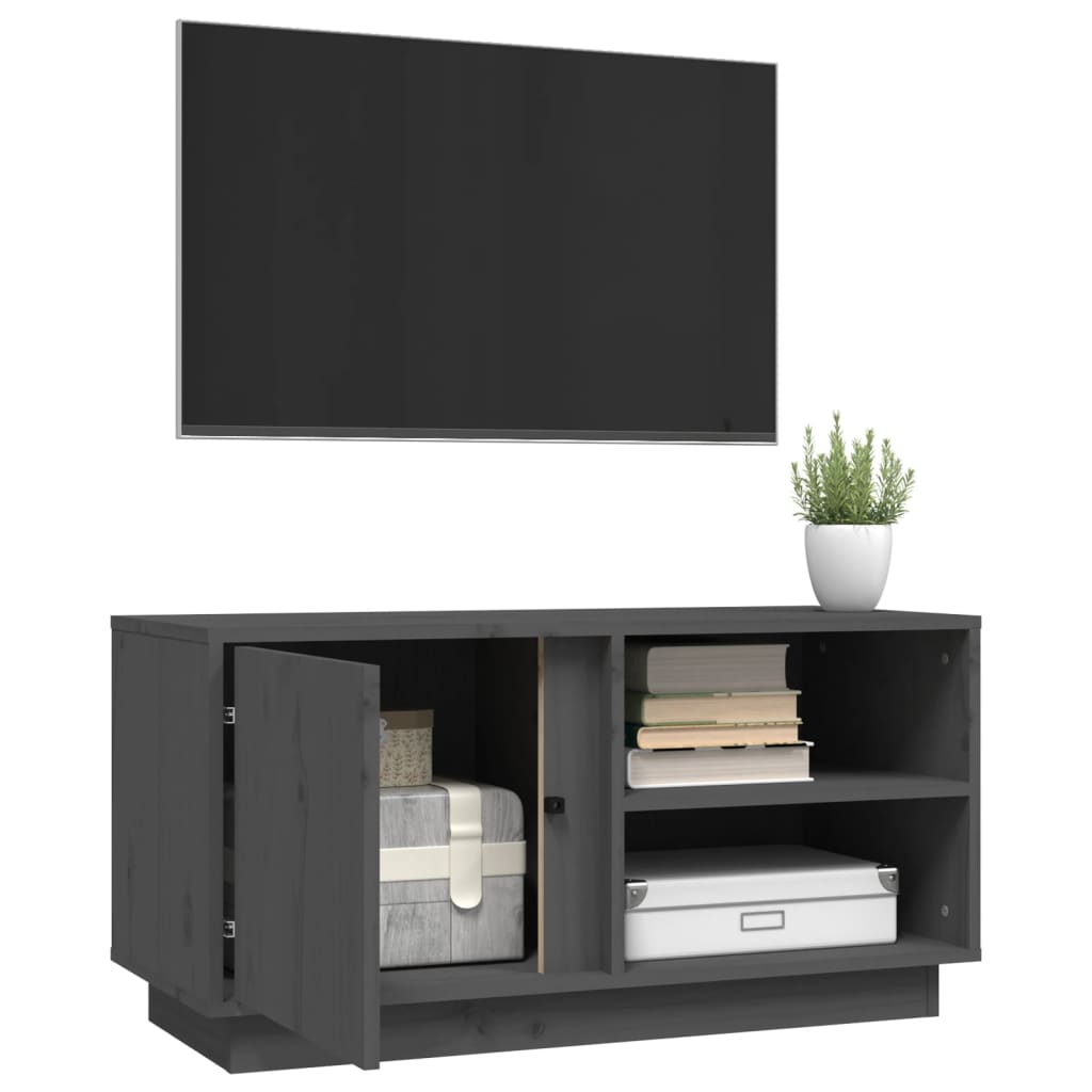vidaXL Comodă TV, gri, 80x35x40,5 cm, lemn masiv de pin vidaXL Comodă TV, gri, 80x35x40,5 cm, lemn masiv de pin