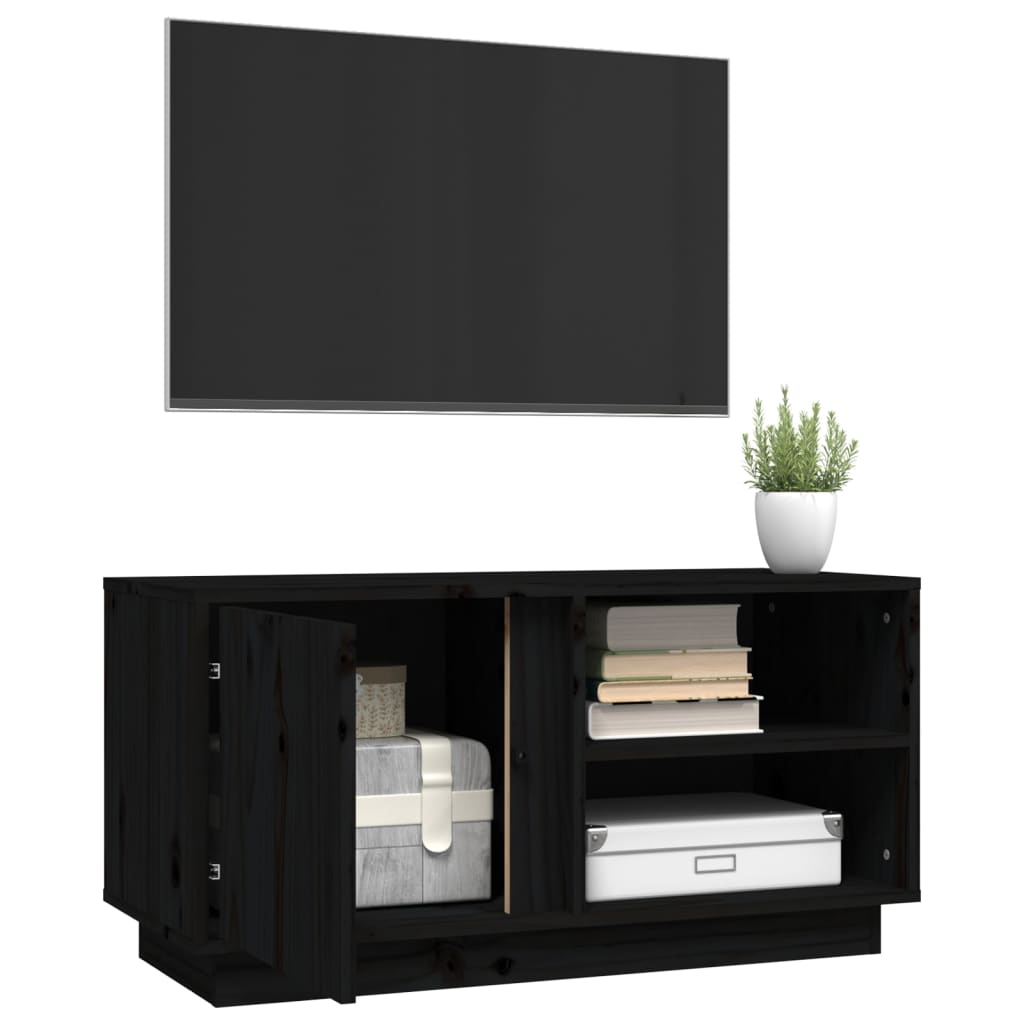 vidaXL Comodă TV, negru, 80x35x40,5 cm, lemn masiv de pin