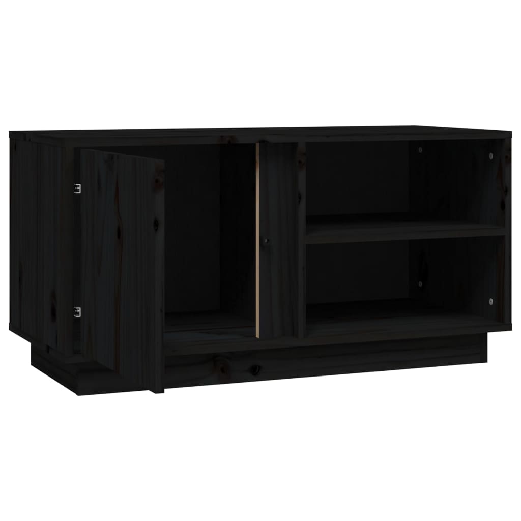 vidaXL Comodă TV, negru, 80x35x40,5 cm, lemn masiv de pin