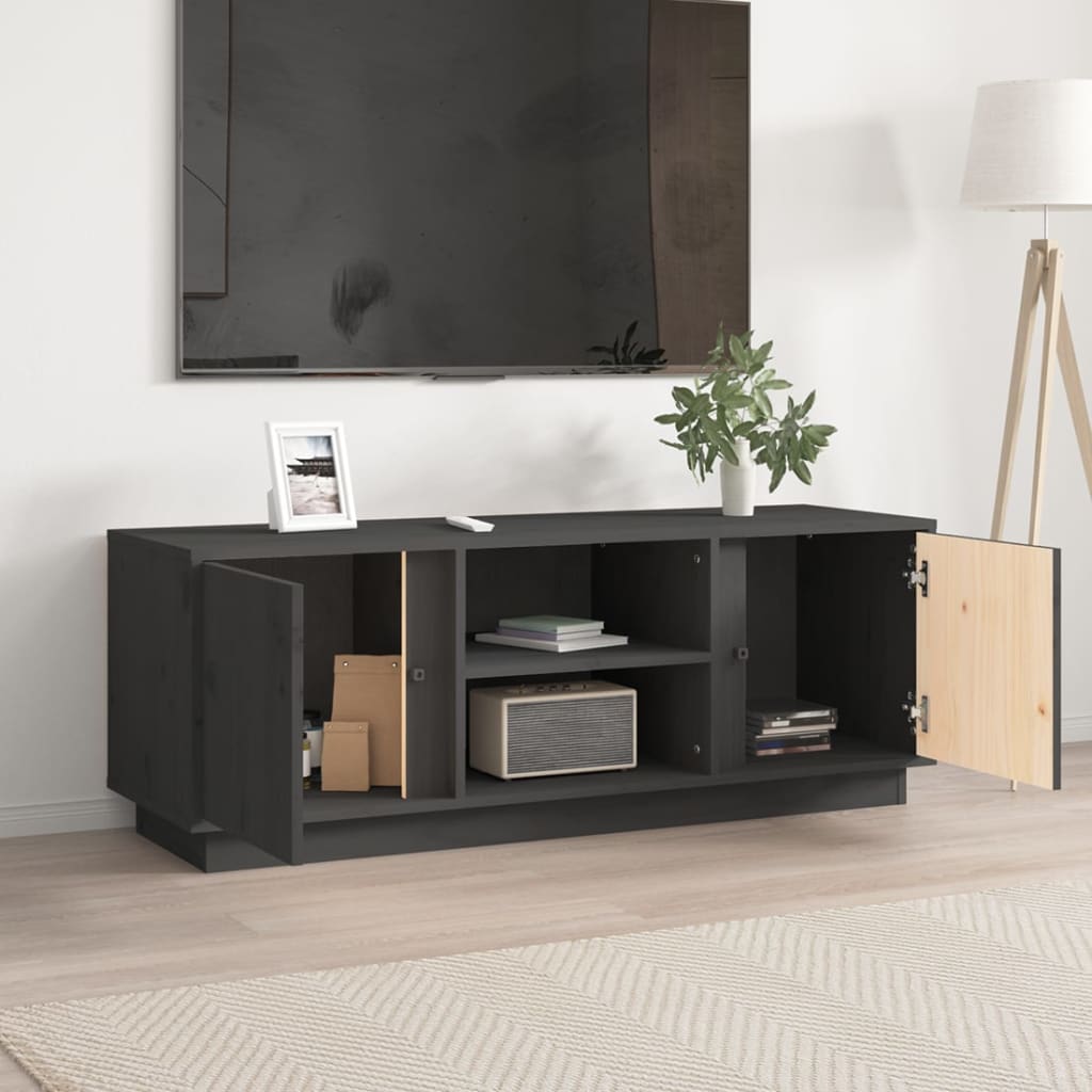 vidaXL Comodă TV, gri, 110x35x40,5 cm, lemn masiv de pin vidaXL Comodă TV, gri, 110x35x40,5 cm, lemn masiv de pin
